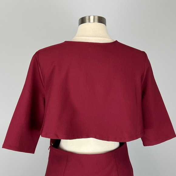 Tobi Womens Burgundy Deep V Neck Mini Dress Cutout Open Back size Large - Picture 5 of 10